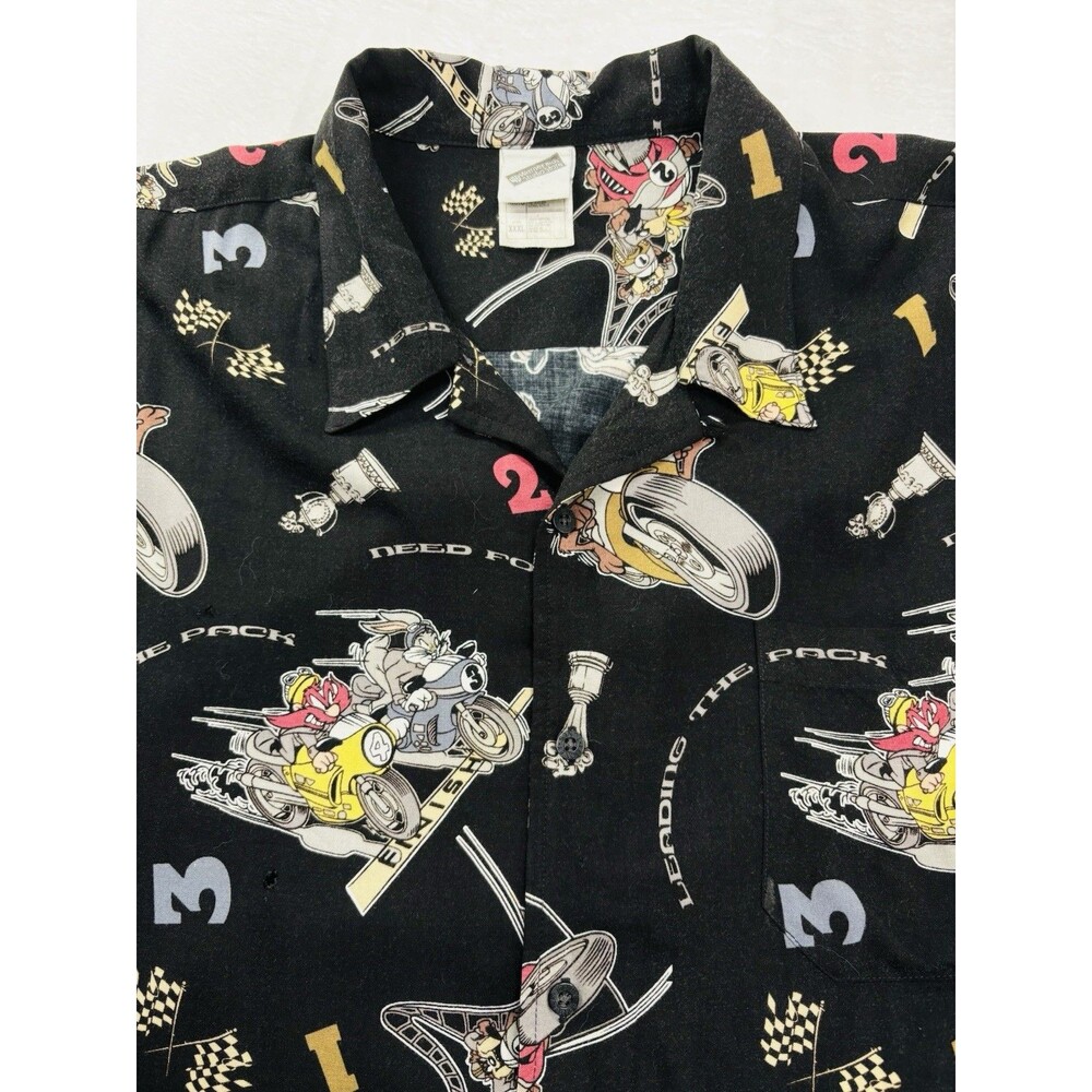 Vintage Warner Bros Bugs Bunny Wylie E Coyote TAZ Camp Shirt Racing RARE Sz XXXL